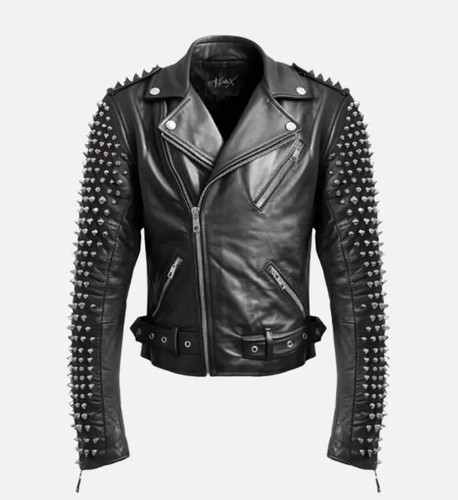 Men black studded biker - men's,