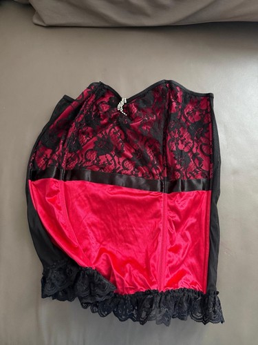 Corset black red 4xl bra - black,