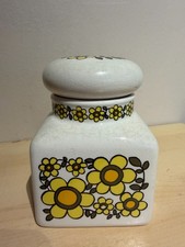 1970s Taunton Vale small 5.25" tall Jar Lidded Yellow Flower Power