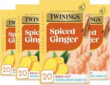 Twinings Ginger FlavouredTea 80 Biodegradable Tea Bags Multipack of 4 x 20 Bags