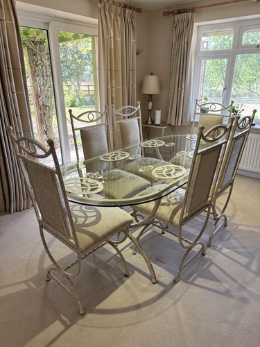 Glass topped oval dining - dining, table
