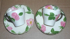 2 Franciscan Johnson Bros Desert Rose Coffee Espresso Cups & Saucers