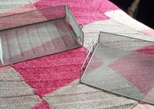 2 Sturdy Silver Colour Metal Wire, Stackable Paper Sorters/Tray Desk Organisers