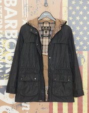 £249 Womens Barbour LW Durham navy wax waterproof hooded rain jacket UK 8  4  34