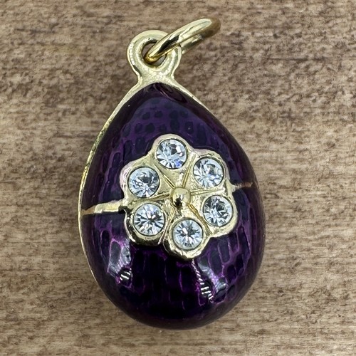 Enamel egg pendant purple - pendant,