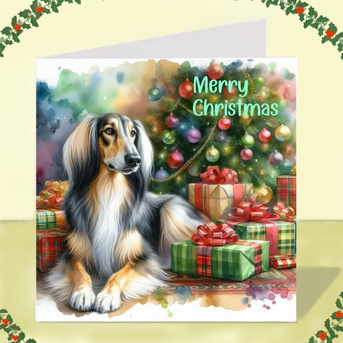 Saluki dog christmas card - dog,