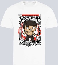 unisex adult bruce lee pop culture t-shirt, white,cotton