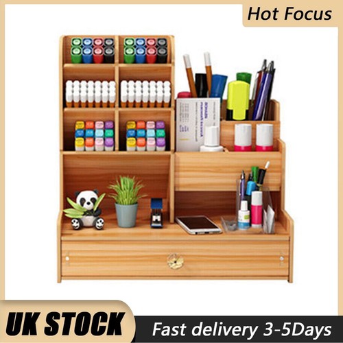 Wooden stationery organiser - wooden,