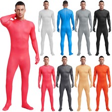 Mens Rompers Training One Piece Tight Jumpsuit Zentai Leotard Slimming Footed