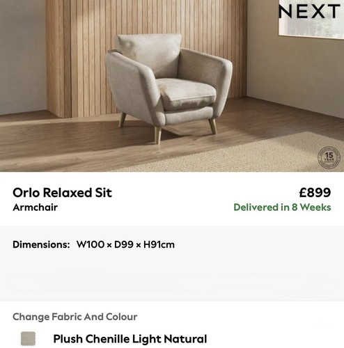 Next orlo relaxed sit armchair - relaxed,