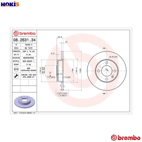 Brake disc 2631 34 for - 2x,