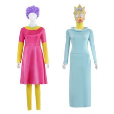 Cosplay The Simpsons Maggie Selma Patty Dress Hood Wigs Halloween Costume Suits