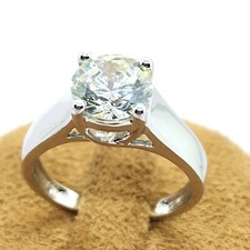 Antique 2.00 Ct Round Solitaire Moissanite Engagement Ring 14k White Gold Plated