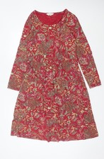 Nomads Women Red Floral A-Line Knee Length Dress Size 12