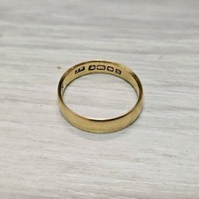 18ct Carat Yellow Gold 3g Ring Band Antique Birmingham 1850 JM Wedding Victorian