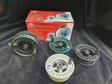 Centurion Large arbour 3.75” alloy fly fishing reel with 3 spare spools and orig