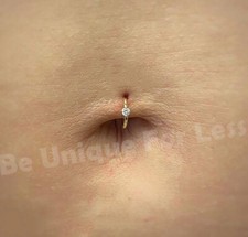 Belly Ring Navel Hoop Stud One Size Thin Diamante Piercing Ring Silver Gold 8mm