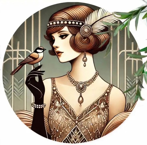 Vintage art deco round metal - deco,
