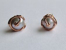 Welsh Clogau 9ct Gold Tree Of Life Caged Pearl Stud Earrings Rose Gold