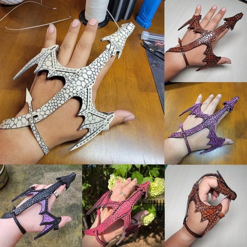 Faux leather dragon bracelet - leather,