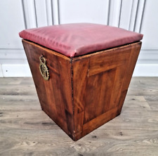 Antique Wooden Fireside Coal Scuttle Tapered Cellaret & Bucket  - Stool Storage