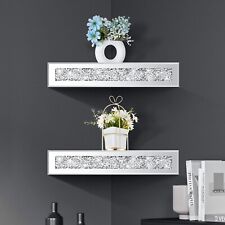 Conner Shelf Crushed Diamond Mirrored Decorative Wall Shelf Triangle Corner Wall