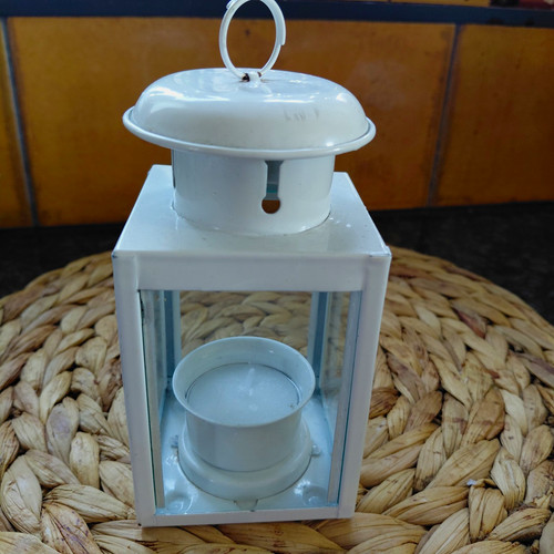 Cream metal lantern - metal, –