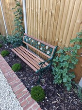 Restored Antique Cast Iron And Hardwood Garden Bench