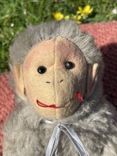 Teddy Bear Monkey Antique Gus | 12" Mystery - Felt face centre seam Old German?