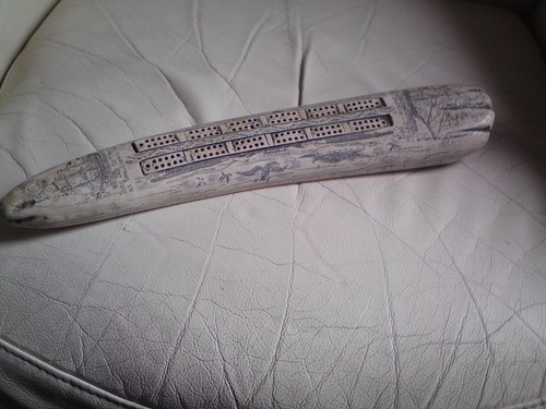 Faux scrimshaw whale - scrimshaw,