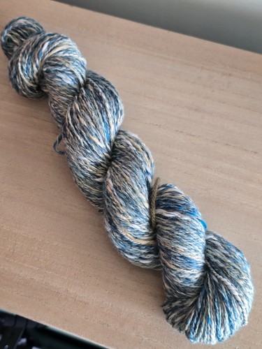 Hand spun yarn - hand, blue