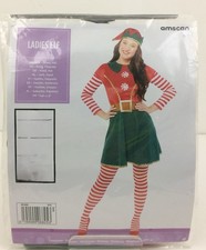 Christmas Ladies Elf Costume Women's Fancy Dress Amscan Green Red Mix New F1