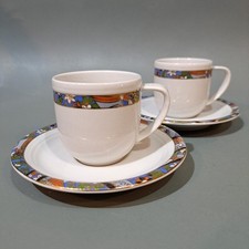 Tognana Porcelain Italy 2 x Demitasse Coffee Cups & Saucers