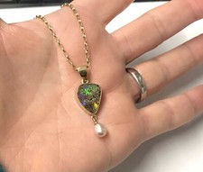 Black Opal & Pearl Pendant