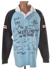 GLASGOW WARRIORS 1990'S RUGBY UNION SHIRT SIGNED SIZE L