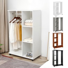Open Wardrobe on Wheels with Clothes Rail and Storage Shelves