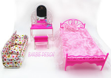 Dolls Sized Plastic Pink Bed