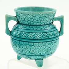 Dresser Style Vase Turquoise Glaze Cauldron Shape 8.5cm Tall