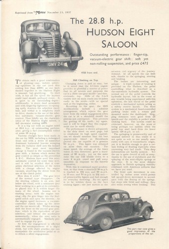 Hudson eight hp saloon - hudson,