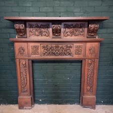 Antique Carved Oak Fire