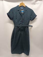 Collectif Vintage London Ladies Dress Navy Check Medium 