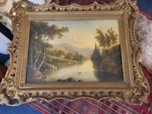 Antique oil board painting - oil, on