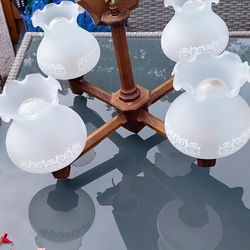 Light wood glass multi - 4-light, multi-arm