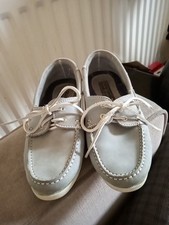 Size 4 Women's Grey Nubuck Deck Shoes , Henry Lloyd