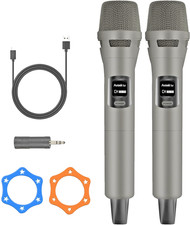 Aveek Wireless Microphone for Karaoke, 2.4GHz Rechargeable Cordless Dynamic Micr