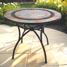 LOVELY "VILLENA" HAND-MADE TILE TOP MOSAIC 4 SEATER GARDEN TABLE 91cm-30% OFF