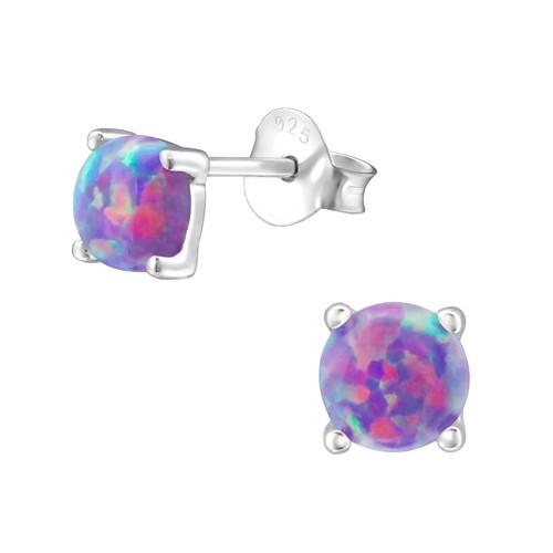 Lavender opal round - opal, sterling