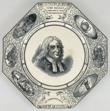 c1891 Antique John Wesley Methodist Centenary Plate by Challinor & Co 26.7cm