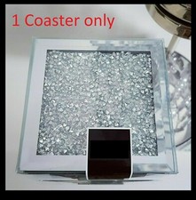 Luxury COASTERS Silver BLING CRUSHED DIAMOND ELEGANT STUNNING MIRROR SHINE TEA