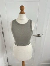 Women’s Zara Green Ribbed Cropped Vest Top Size Medium UK 10